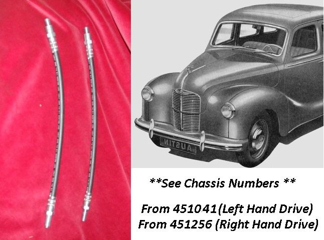 FRONT BRAKE HOSES x2 (Austin A40 Devon & Dorset) (** From 1950- 52 **)